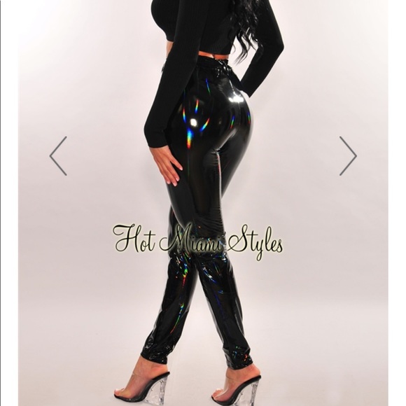 Hot Miami Styles - High Waist Black Latex Pants - Picture 4 of 4